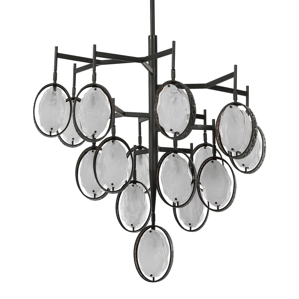 15-Light Hammered Bronze Chandelier