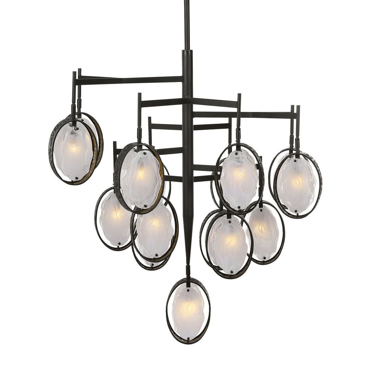 15-Light Hammered Bronze Chandelier