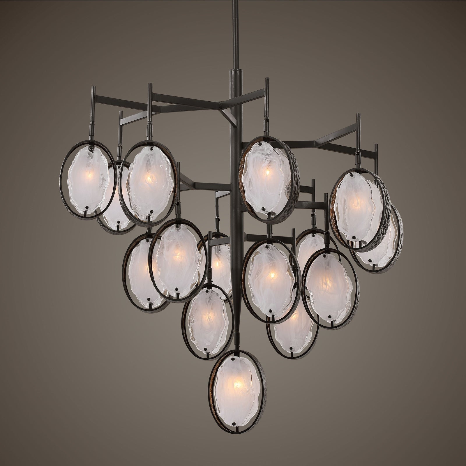 15-Light Hammered Bronze Chandelier