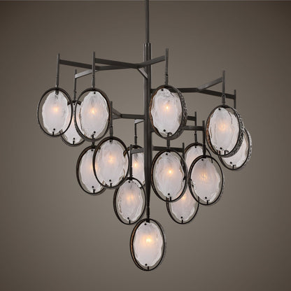 15-Light Hammered Bronze Chandelier
