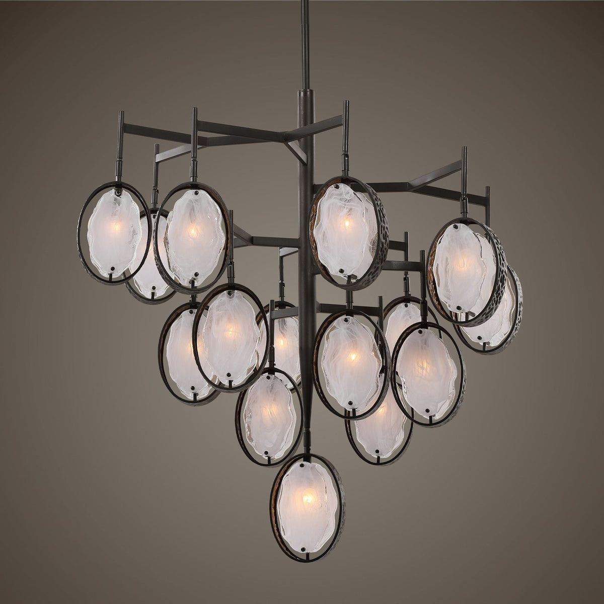 15-Light Hammered Bronze Chandelier