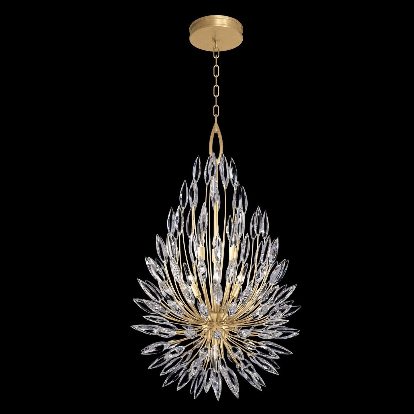 24-Inch Crystal Lily Bud Pendant Light / Gold