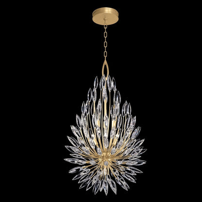 24-Inch Crystal Lily Bud Pendant Light / Gold