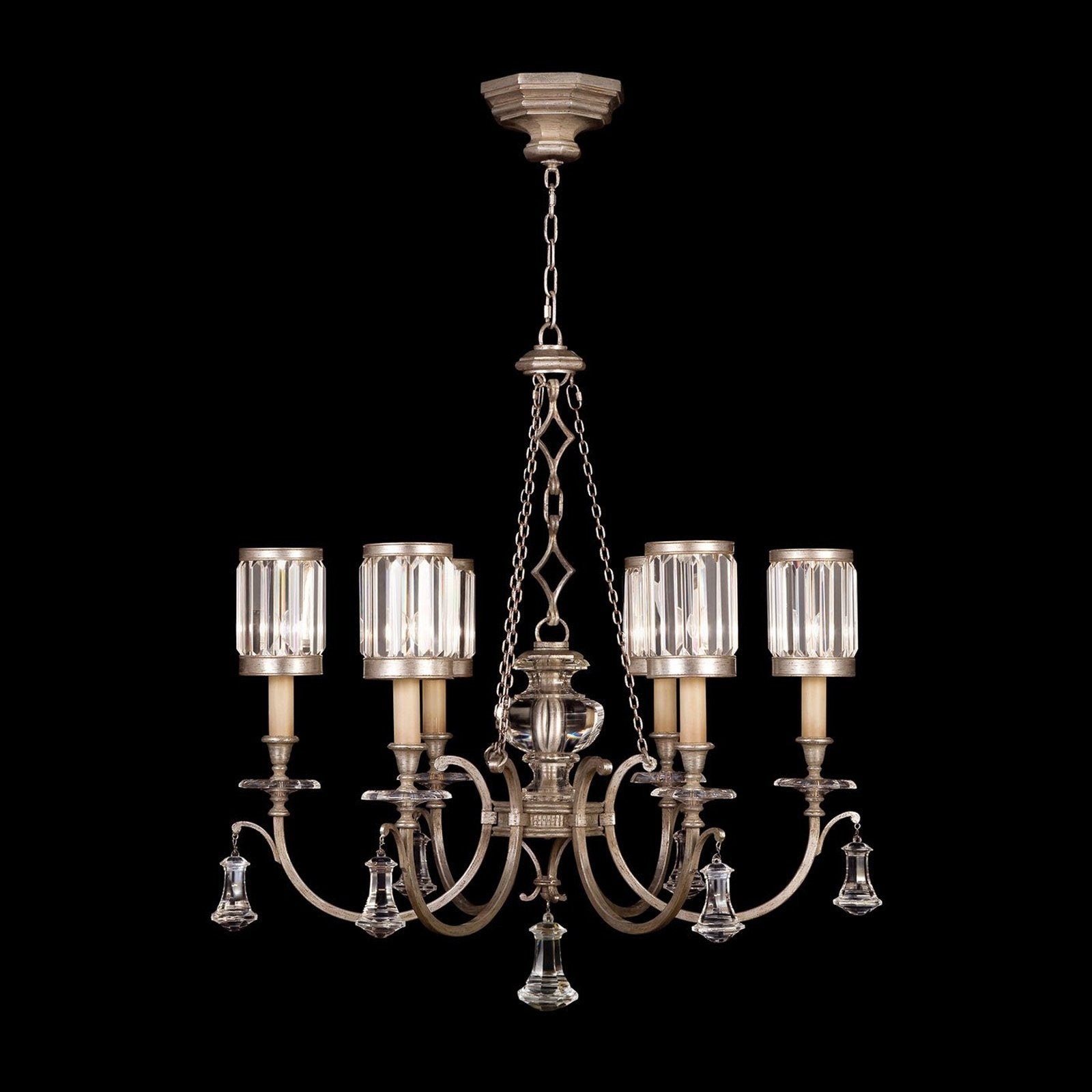 32-Inch Crystal Silver Leaf Chandelier / Silver