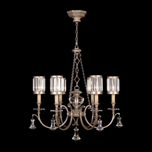 32-Inch Crystal Silver Leaf Chandelier / Silver