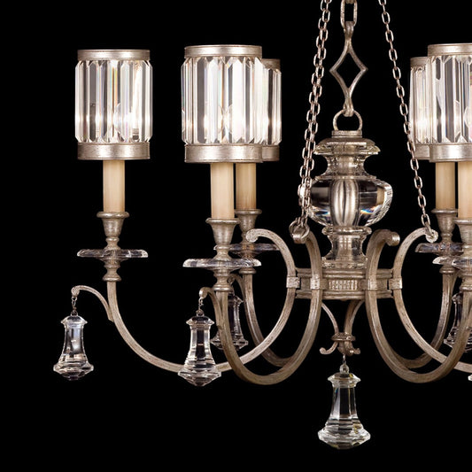 32-Inch Crystal Silver Leaf Chandelier / Bronze