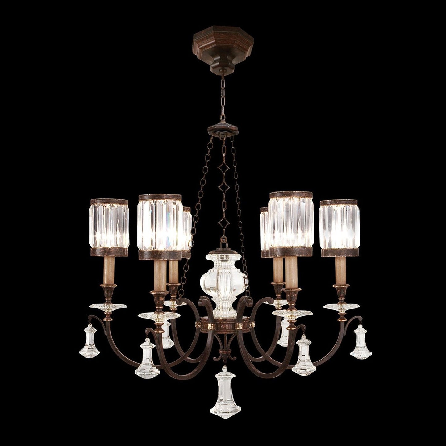 32-Inch Crystal Silver Leaf Chandelier