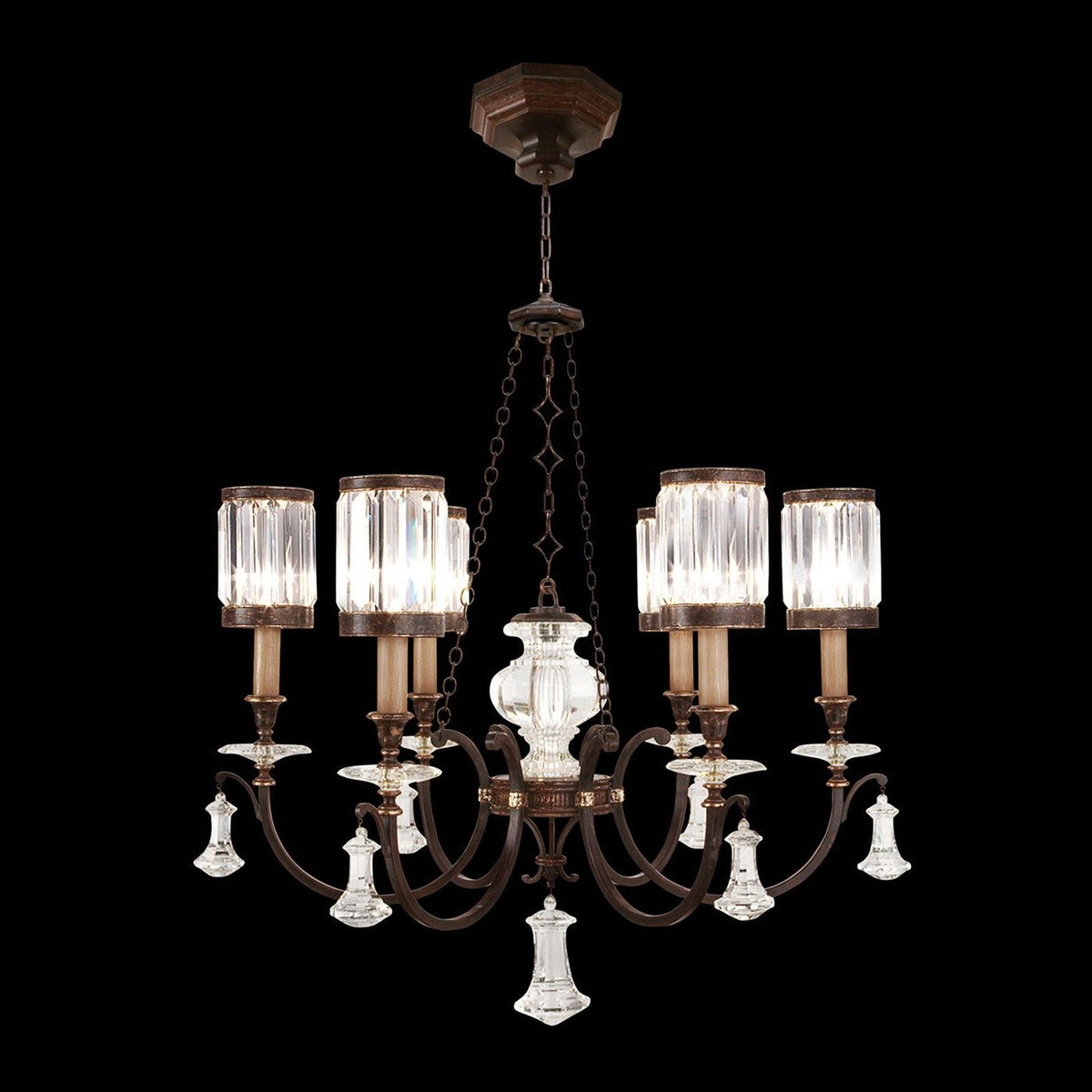 32-Inch Crystal Silver Leaf Chandelier