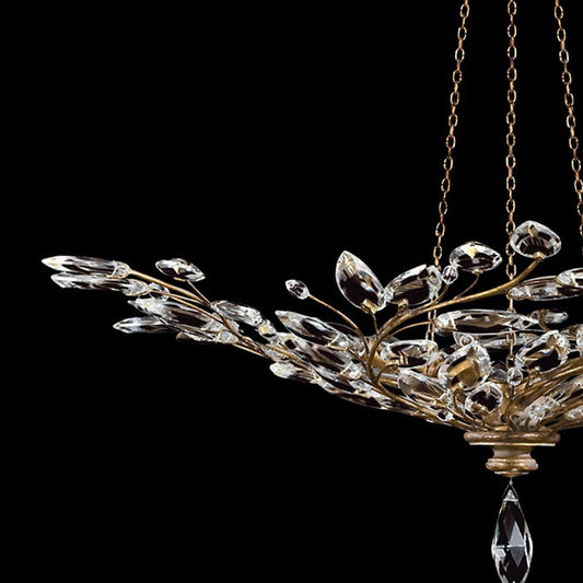 47-Inch Crystal Leaf Round Pendant Light / Silver