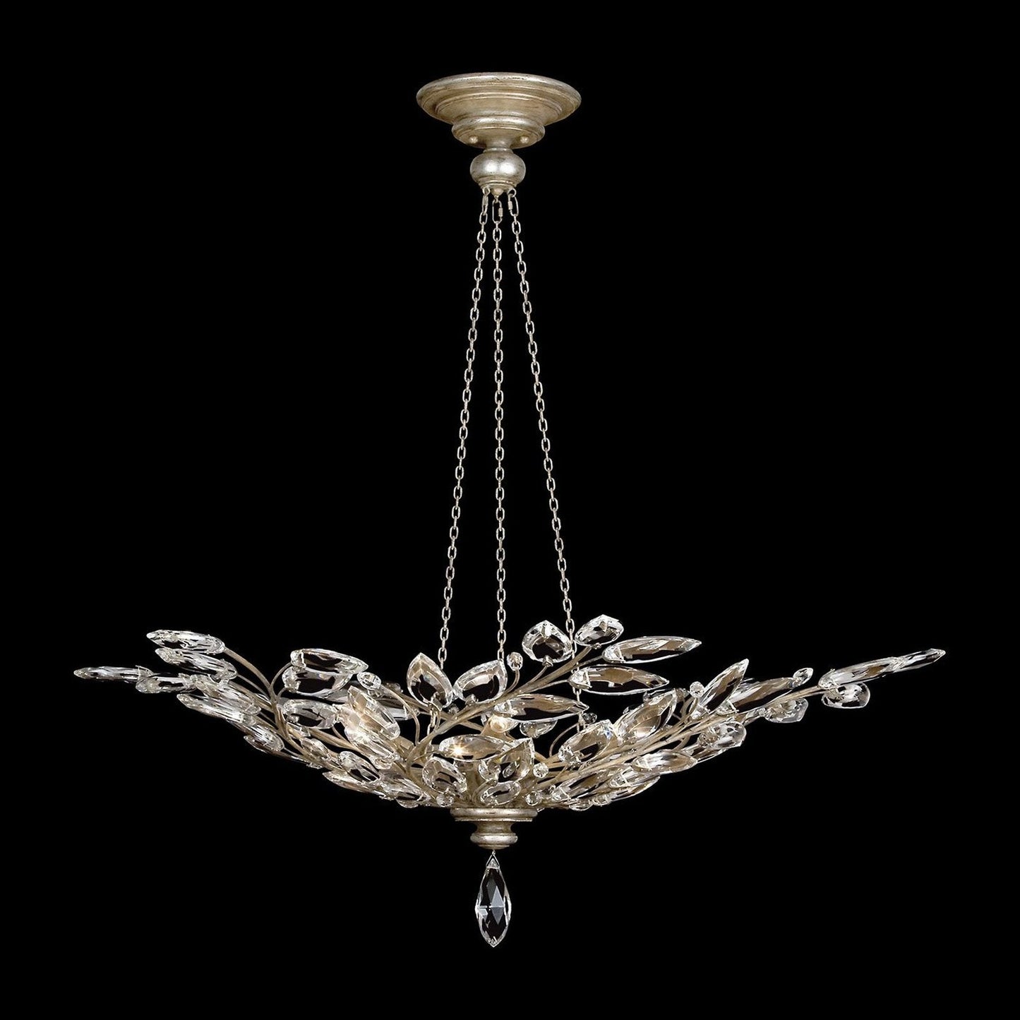 47-Inch Crystal Leaf Round Pendant Light