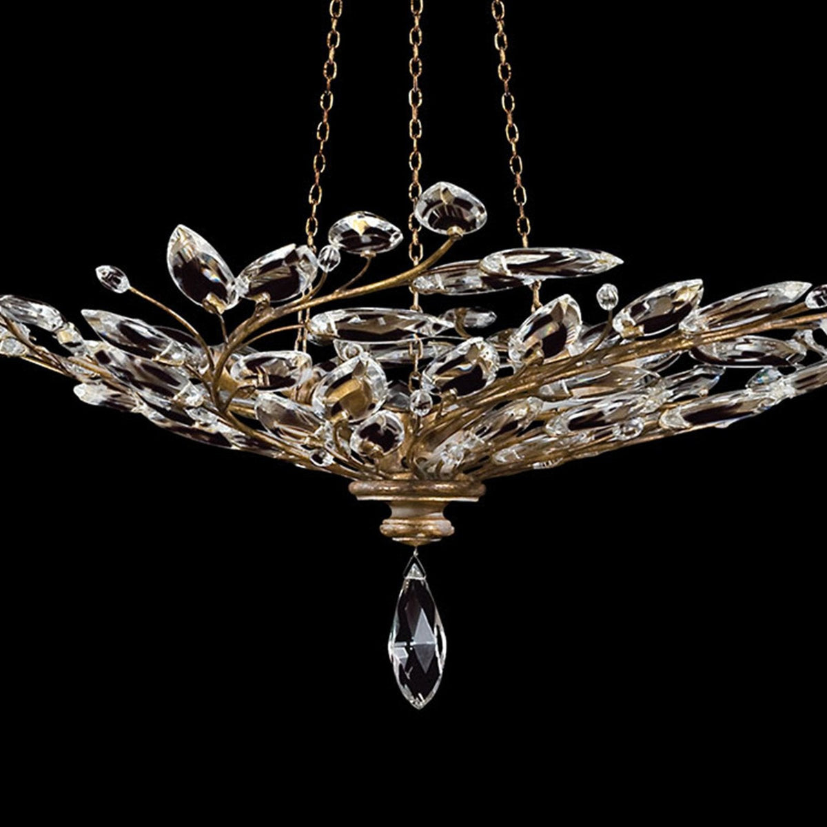 47-Inch Crystal Leaf Round Pendant Light