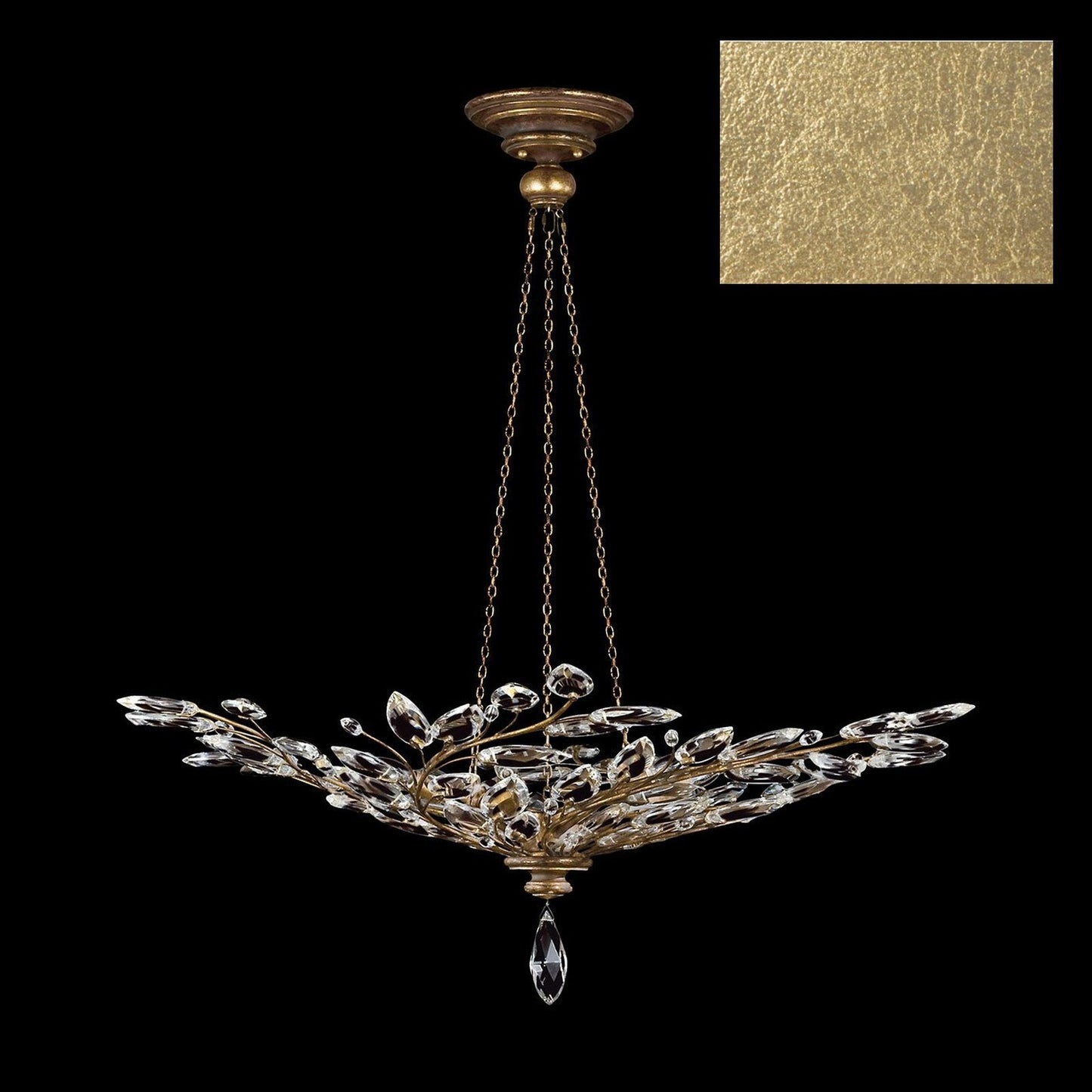 47-Inch Crystal Leaf Round Pendant Light