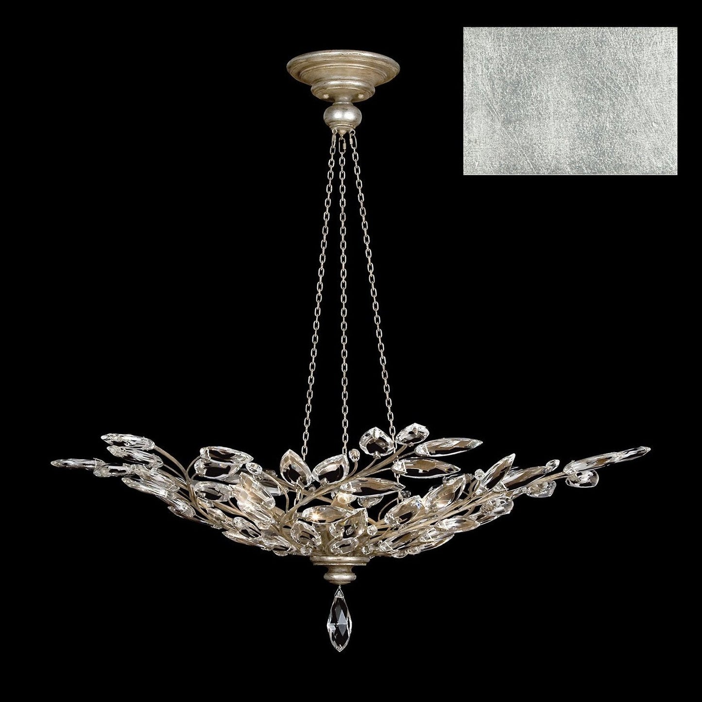 47-Inch Crystal Leaf Round Pendant Light