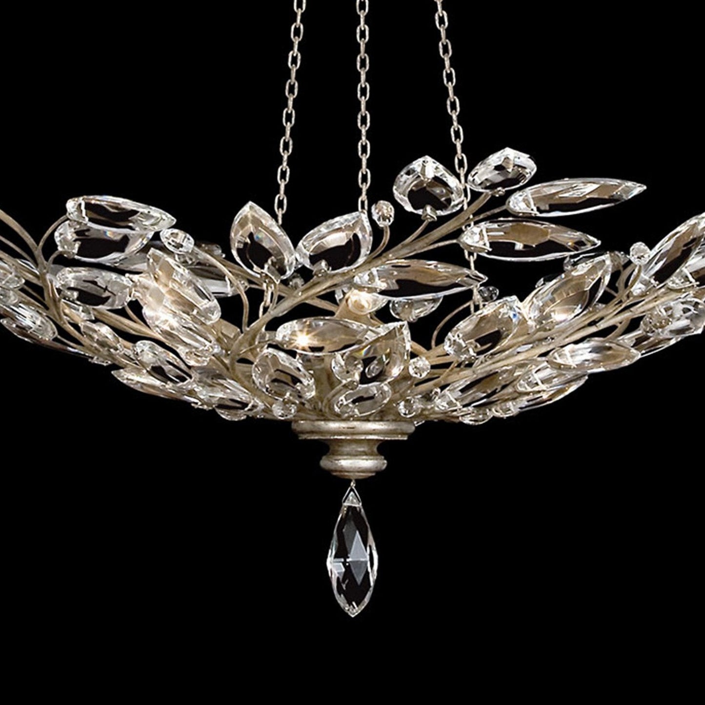 47-Inch Crystal Leaf Round Pendant Light