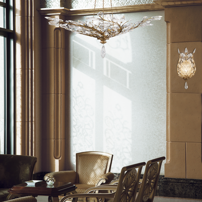47-Inch Crystal Leaf Round Pendant Light