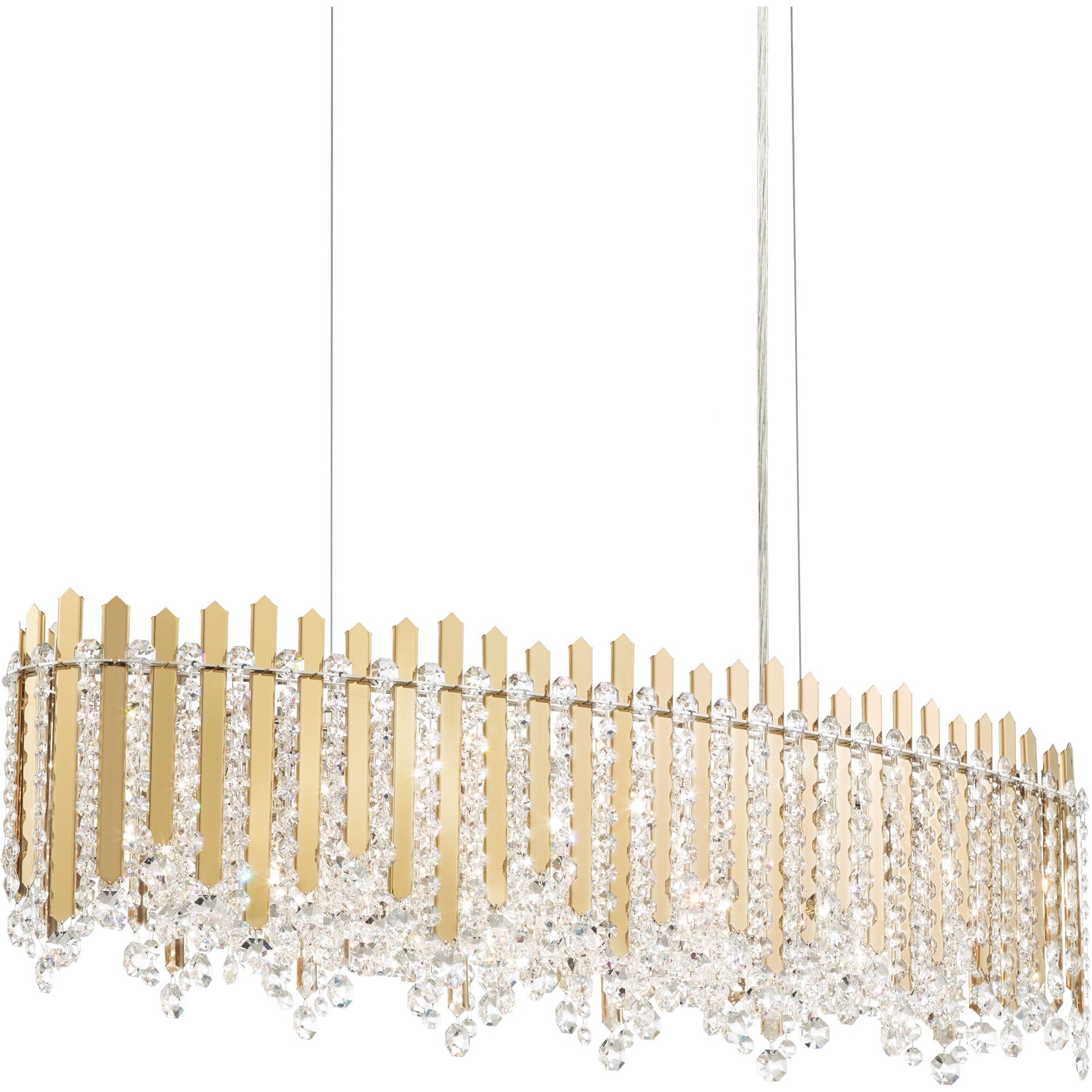 Crystal Strand Linear Pendant Light / Gold Mirror / Clear Optic Crystal