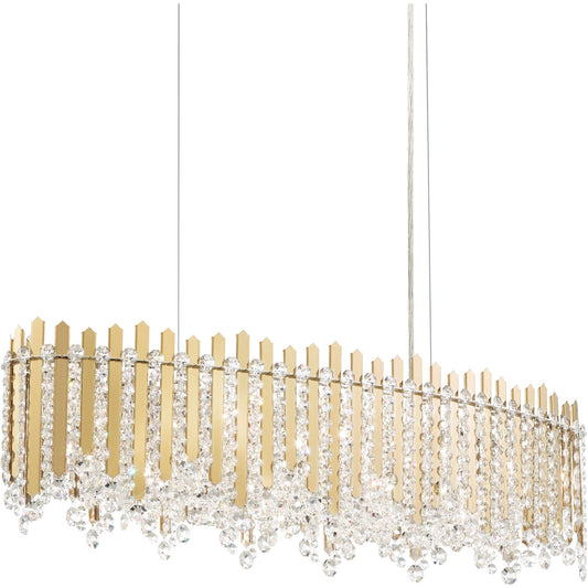 Crystal Strand Linear Pendant Light / Gold Mirror / Clear Optic Crystal