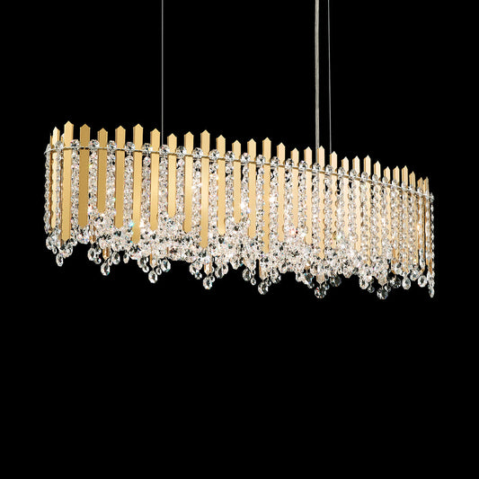 Crystal Strand Linear Pendant Light / Gold Mirror / Clear Radiance