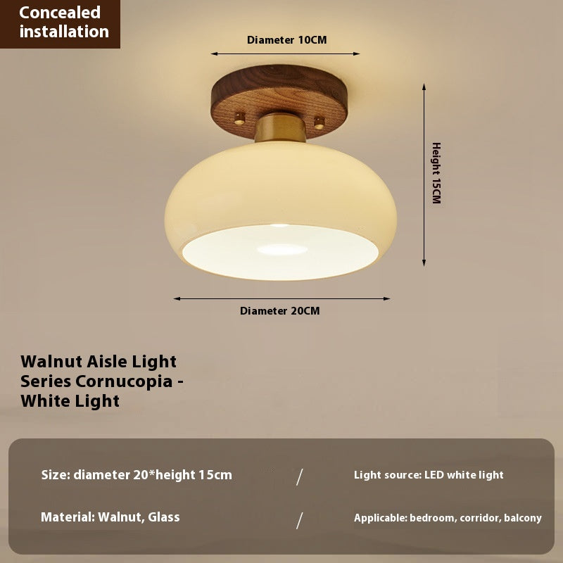 Retro Walnut Corridor Ceiling Light / Concealed / Monochrome Warm Light