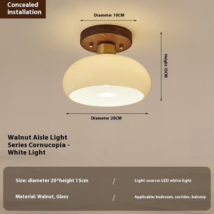 Retro Walnut Corridor Ceiling Light / Concealed / Monochrome Warm Light